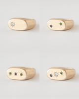 Oval birthstone signet gold