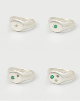 Round multi-gemstone signet silver