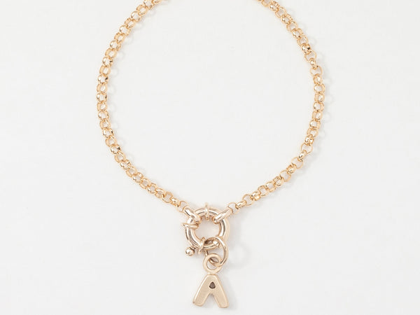 Letter Charm Bracelet Gold