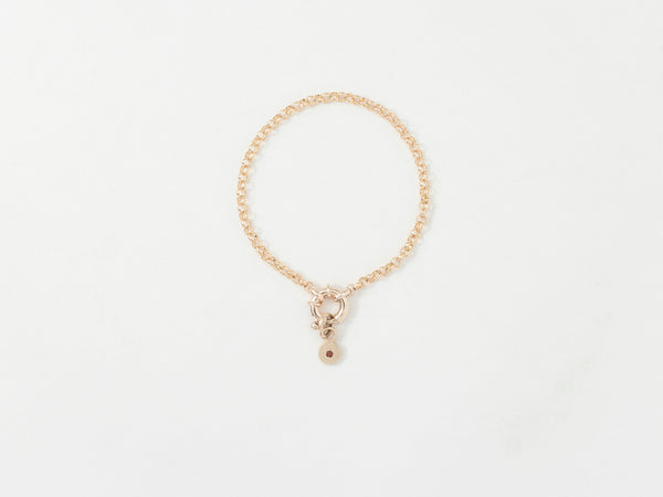 Round Birthstone Charm Bracelet Gold