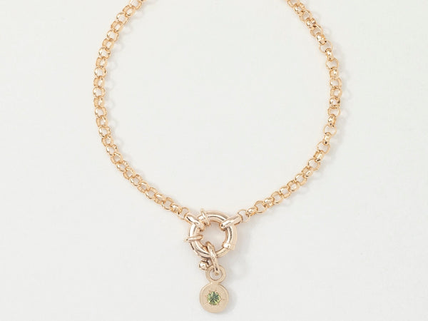 Round Birthstone Charm Bracelet Gold