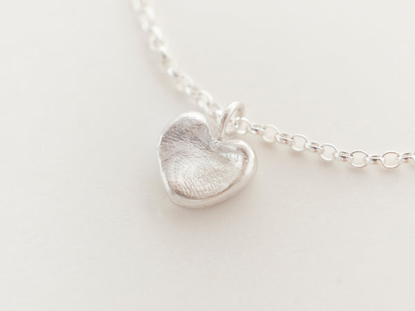 Mini fingerprint loveheart pendant silver