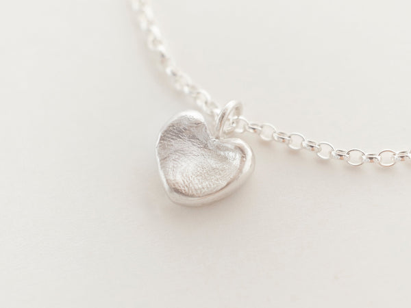 Mini fingerprint loveheart pendant silver