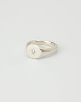 Mini round birthstone signet silver