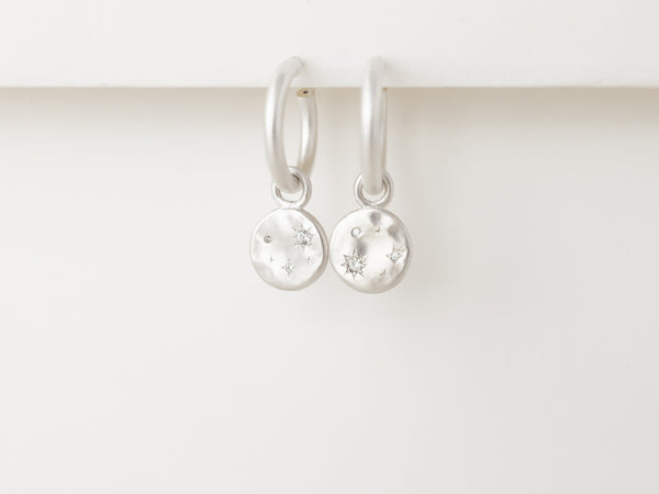 Starry night hoops Large silver - ready to ship