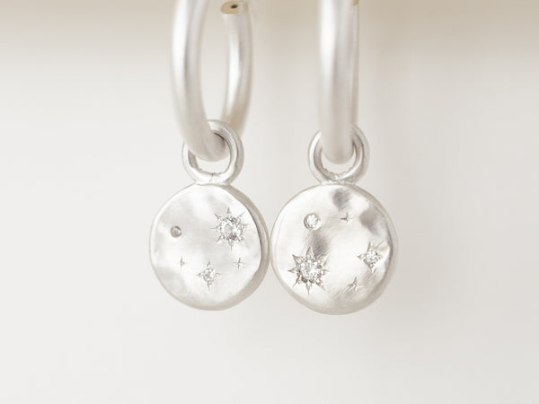 Starry night hoops Large silver - ready to ship