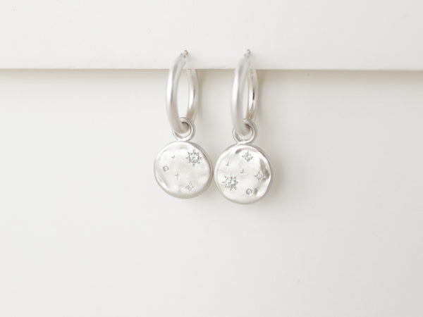 Starry night hoops Cosmos silver - ready to ship