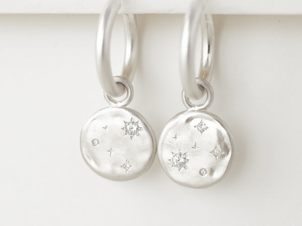 Starry night hoops Cosmos silver - ready to ship