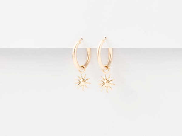 Soleil - Sun Charm Hoops Gold