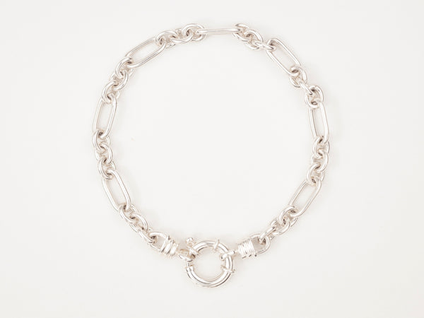 Chunky Mixed Links Belcher Bracelet Silver (6.5mm)