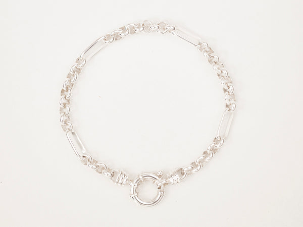 Mixed Links Belcher Bracelet Silver (5.5mm)
