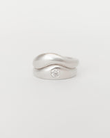 Aurore Une + Wave Plain Stack White Gold