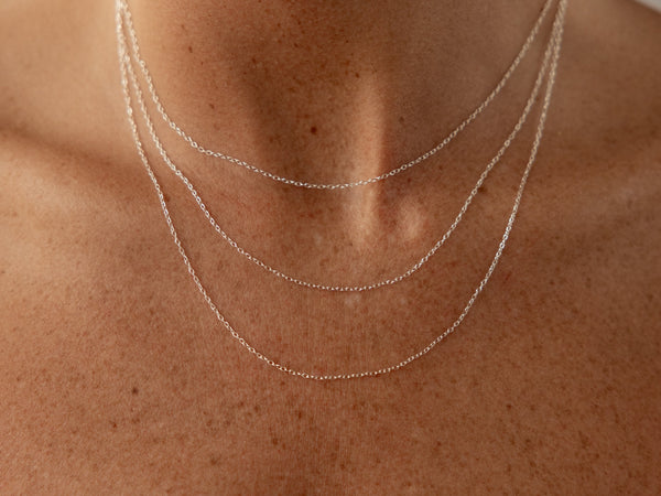 Fine cable chains (1.1mm) - silver - ready to ship