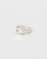 Mini round birthstone signet silver (size N) - Ready to ship