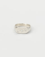 Oval birthstone signet silver