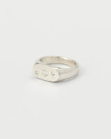 Oval multi-gemstone signet ring silver
