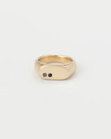 Oval birthstone signet gold
