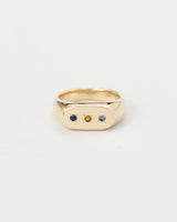 Oval birthstone signet gold