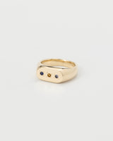 Oval birthstone signet gold
