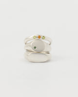 Round multi-gemstone signet silver