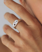 Oval multi-gemstone signet ring silver