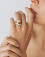 Round birthstone signet gold