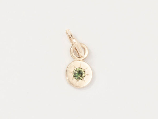 Round Birthstone Charm Gold