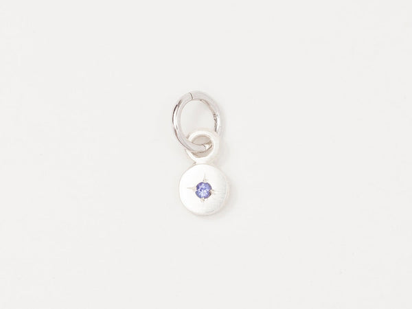 Round Birthstone Charm Silver - Ready to Ship