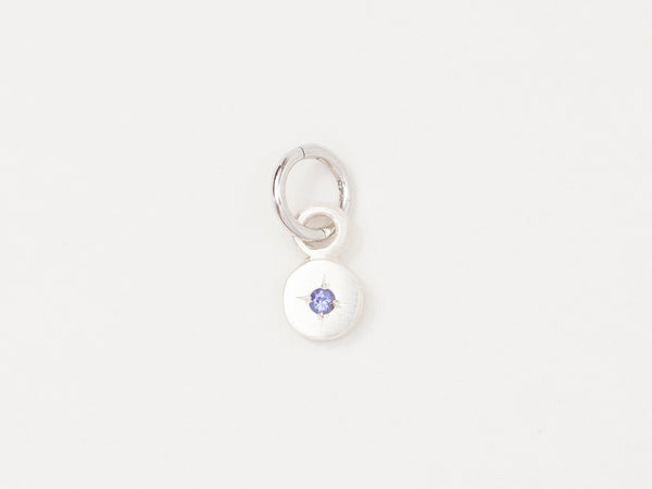 Round Birthstone Charm Silver
