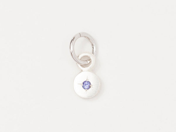 Round Birthstone Charm Silver