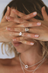 Mini love heart birthstone signet silver