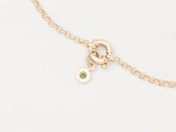 Round Birthstone Charm Necklace Gold