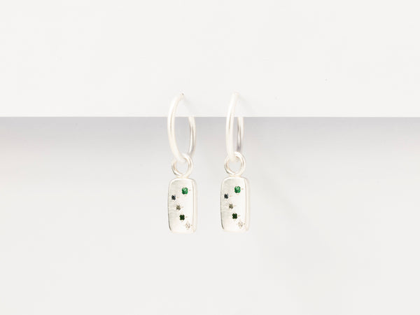 Constellation - Zodiac Charm Hoops Silver
