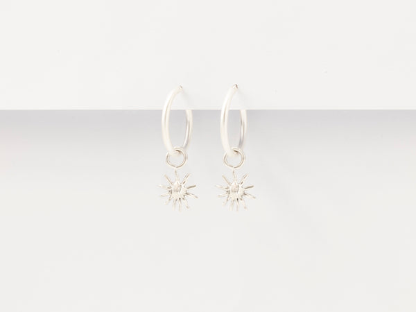 Soleil - Sun Charm Hoops Silver