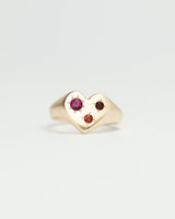 Mini love heart birthstone signet gold