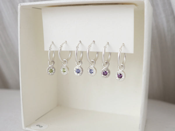 Round charm hoops silver - ready to ship