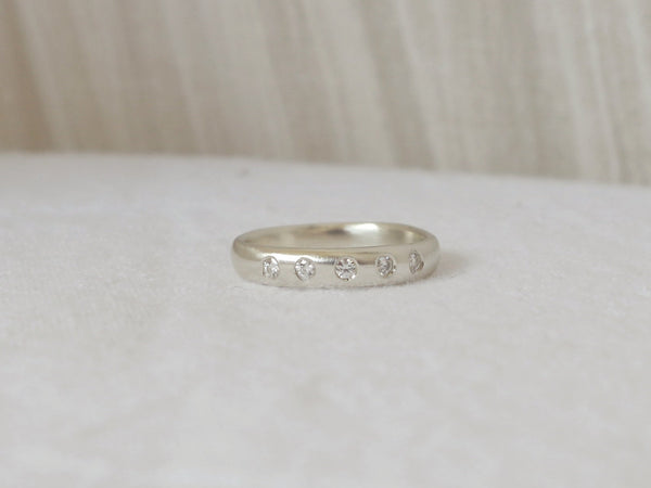 Sample half round ring silver with moissanites - ready to ship