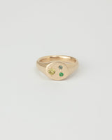 Mini round birthstone signet gold
