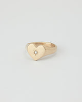 Mini love heart birthstone signet gold