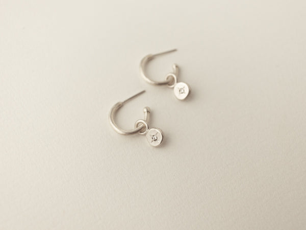 Gemstone stud hoops silver