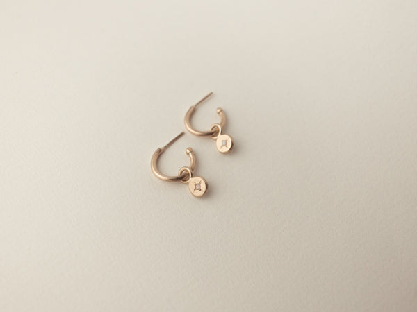 Gemstone stud hoops gold
