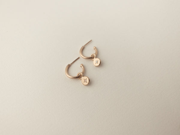 Birthstone stud hoops gold
