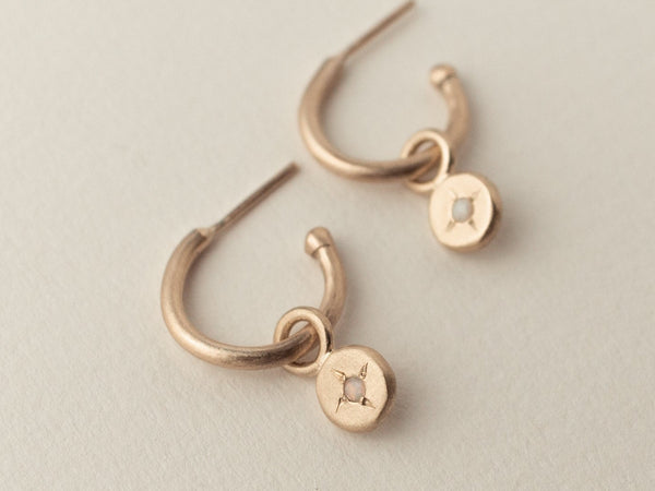 Birthstone stud hoops gold
