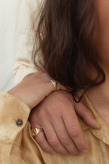 Oval birthstone signet gold