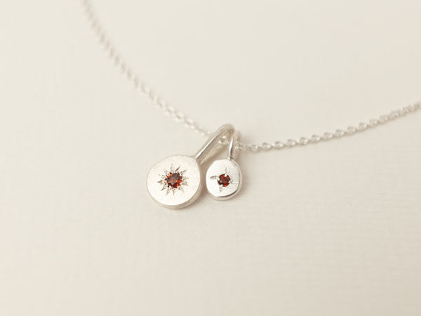 Birthstone necklace stack silver