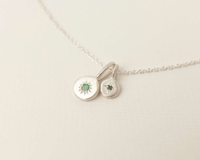 Birthstone necklace stack silver