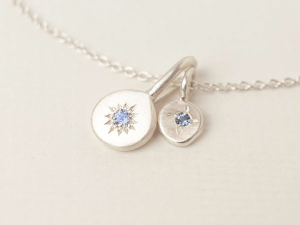 Birthstone necklace stack silver
