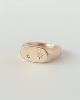 Oval birthstone signet gold