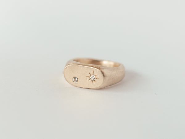 Oval multi-gemstone signet ring gold