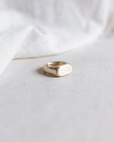 Oval birthstone signet gold